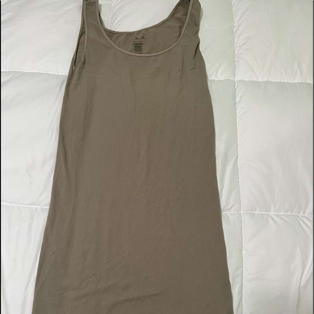 Tan shapewear midi dress